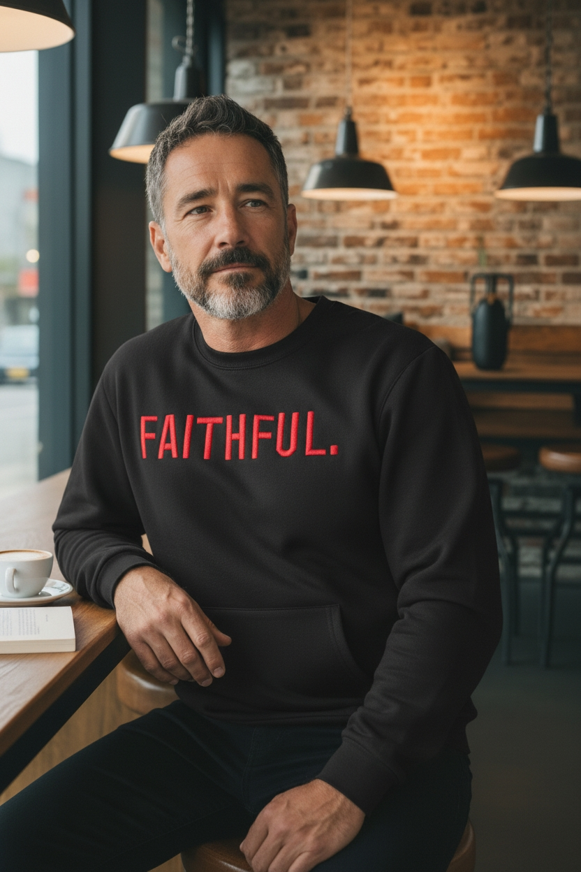 FAITHFUL. Crewneck BLK/RED