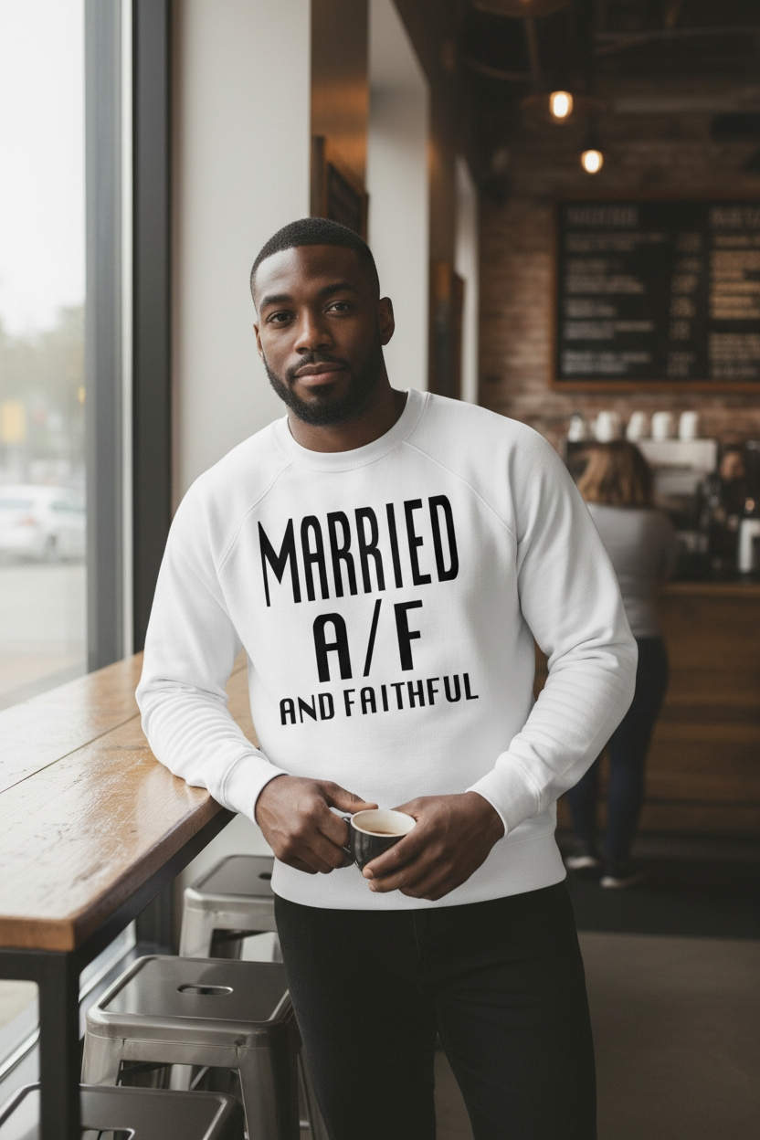 MARRIED White/Black Crewneck Sweatshirt