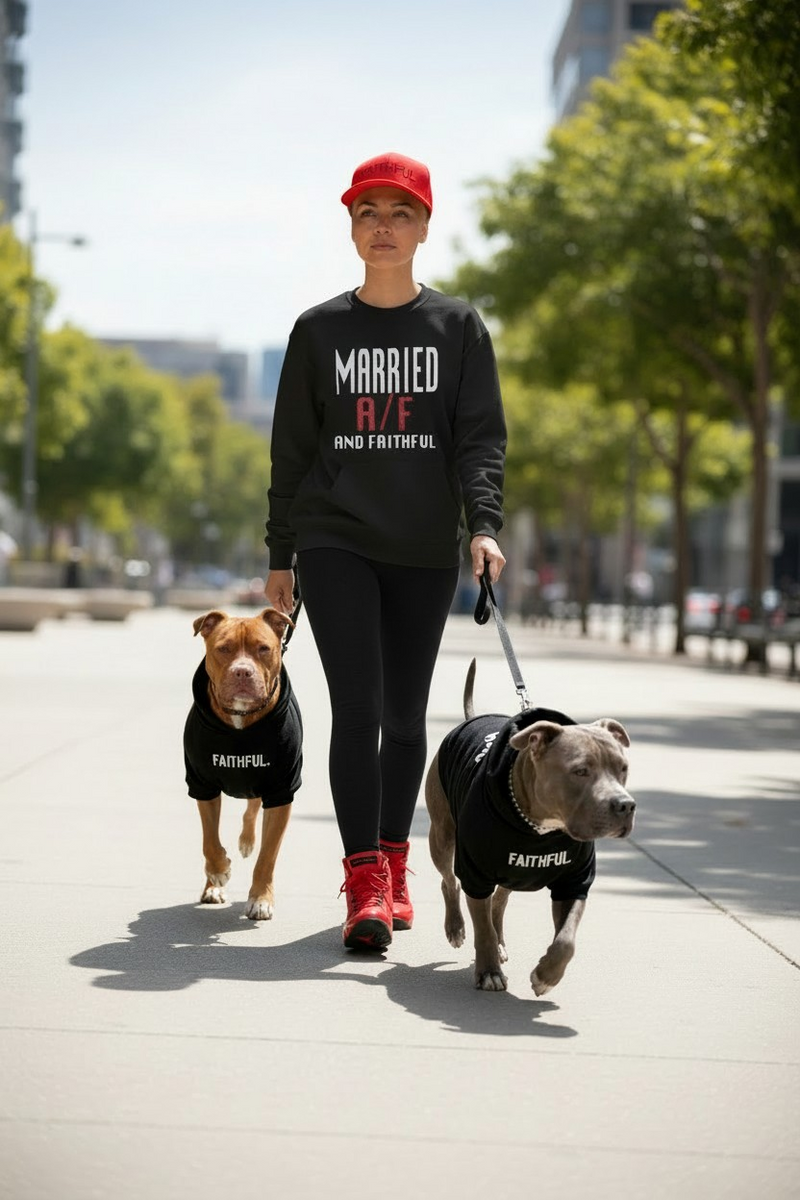 MARRIED Black/White/Red Crewneck Sweatshirt with Pouch