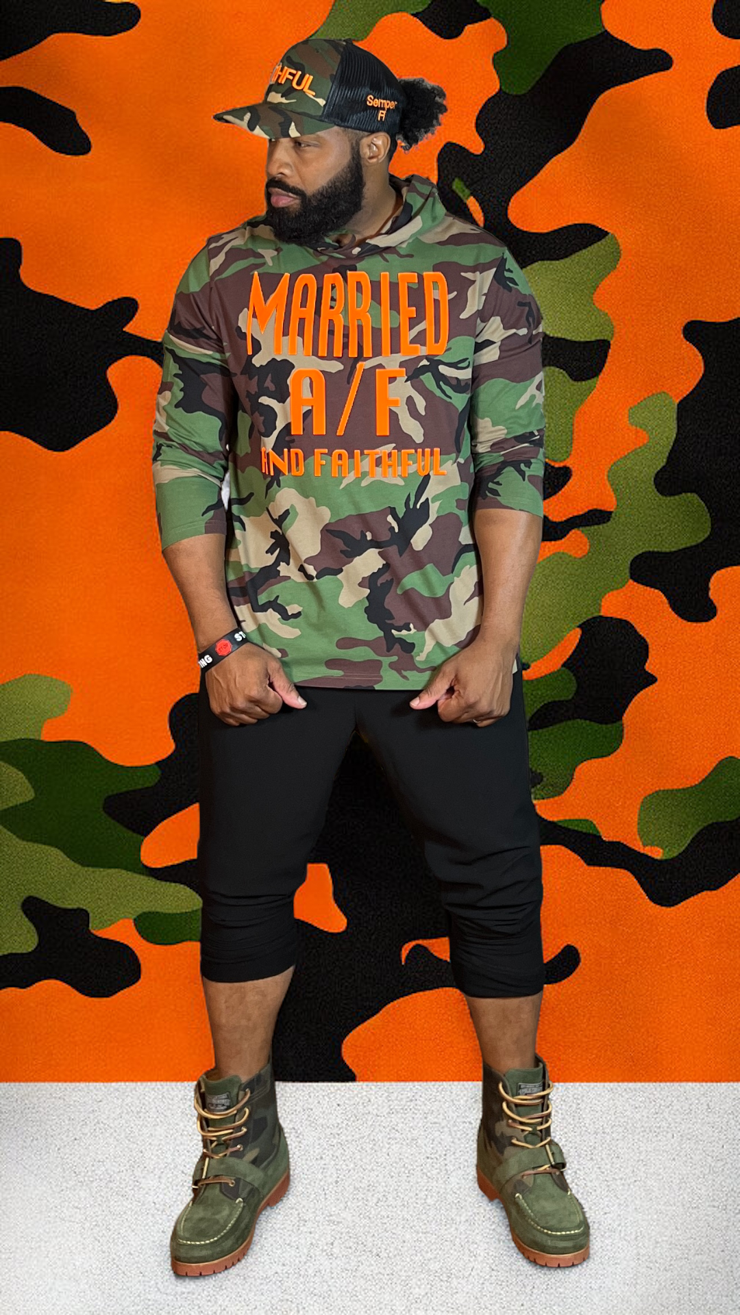 MARRIED Camo/Orange Highlighter (I'm Up They See Me I'm Down)
