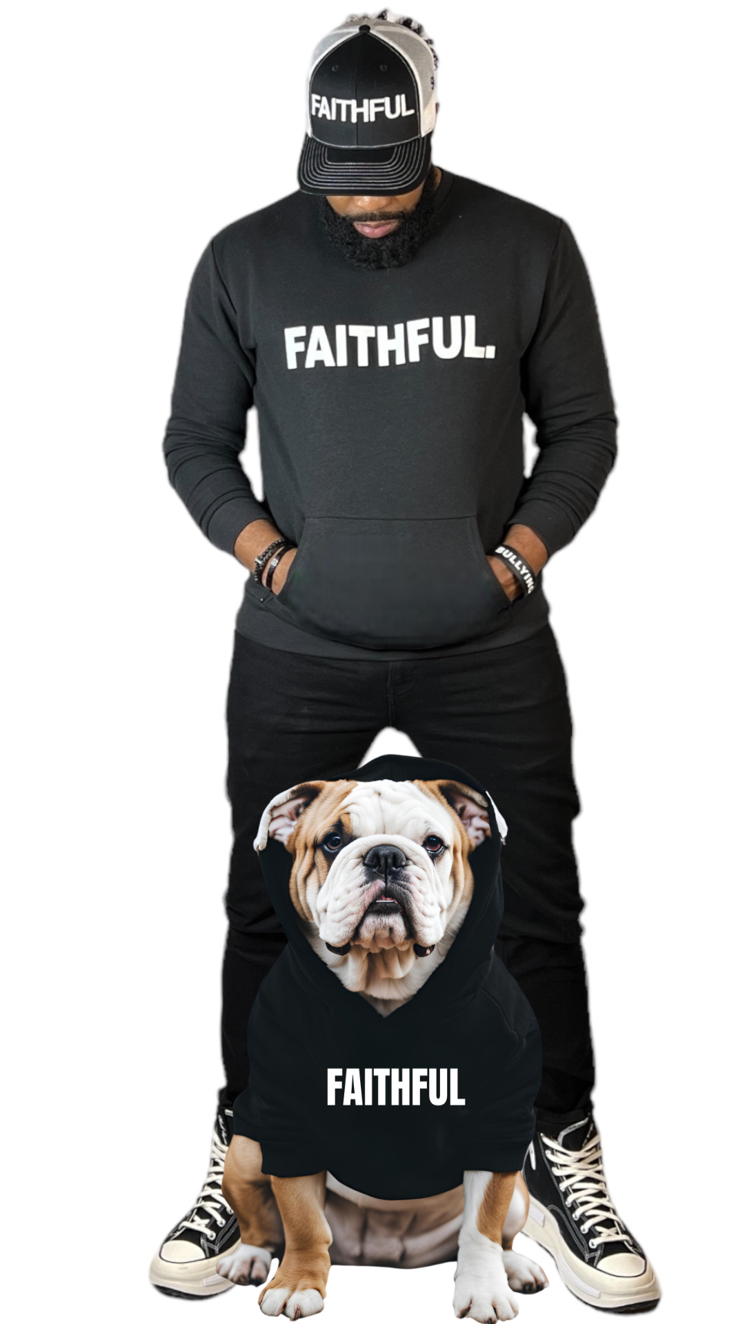 FAITHFUL Black/White Crewneck Sweatshirt