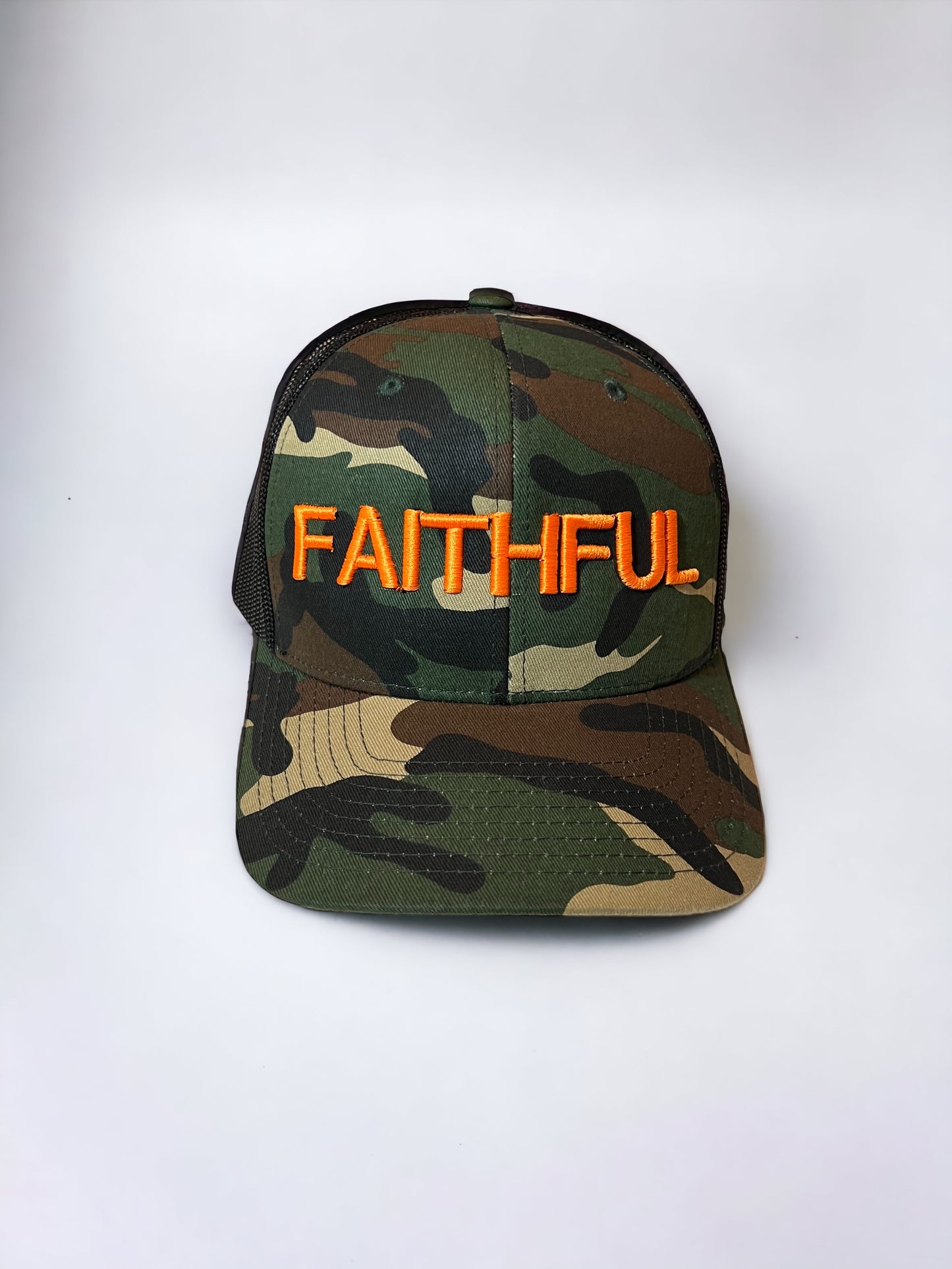 FAITHFUL Trucker HAT - Camo & Orange