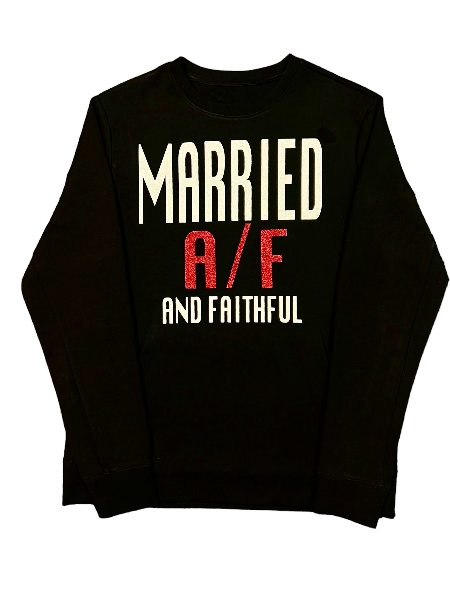 MARRIED Black/White/Red Crewneck Sweatshirt with Pouch