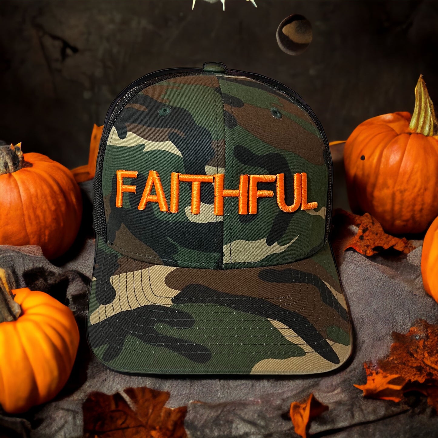 FAITHFUL Trucker HAT - Camo & Orange