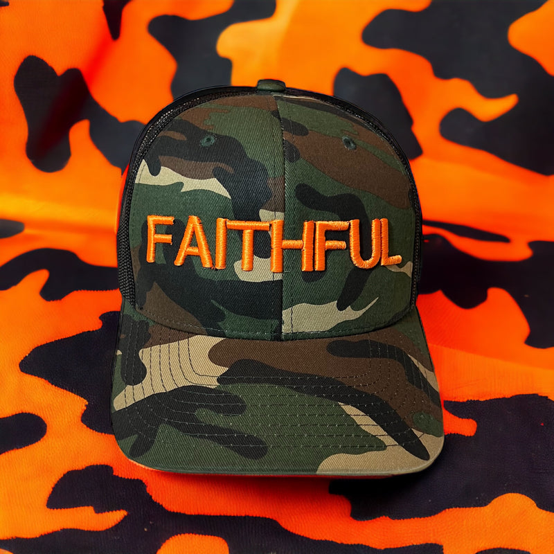 FAITHFUL Trucker HAT - Camo & Orange