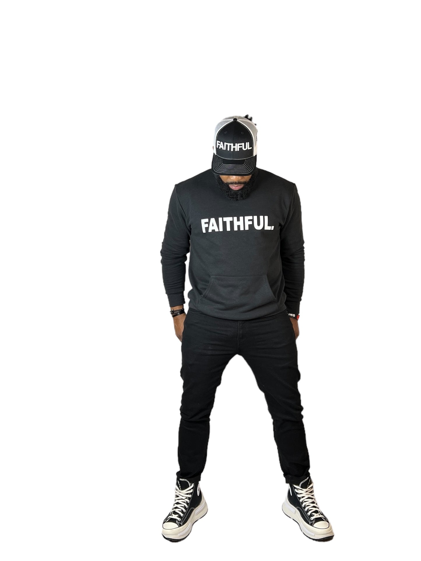 FAITHFUL Black/White Crewneck Sweatshirt