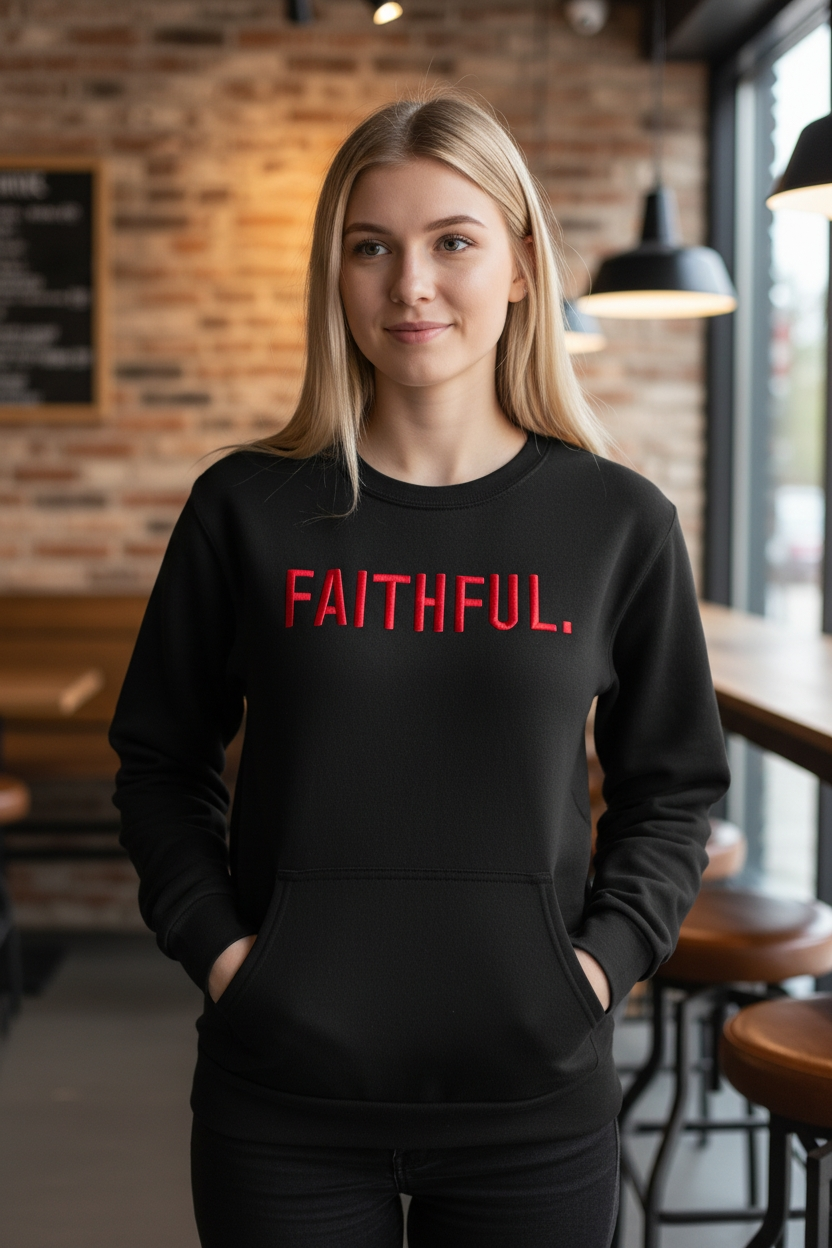 FAITHFUL. Crewneck BLK/RED