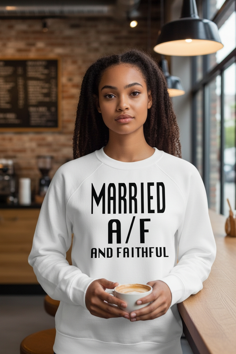MARRIED White/Black Crewneck Sweatshirt