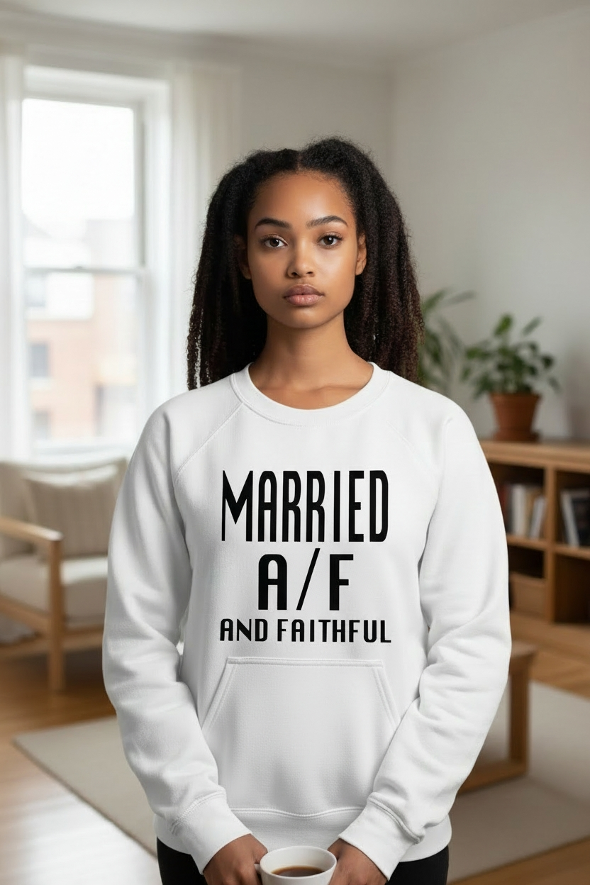 MARRIED White/Black Crewneck Sweatshirt
