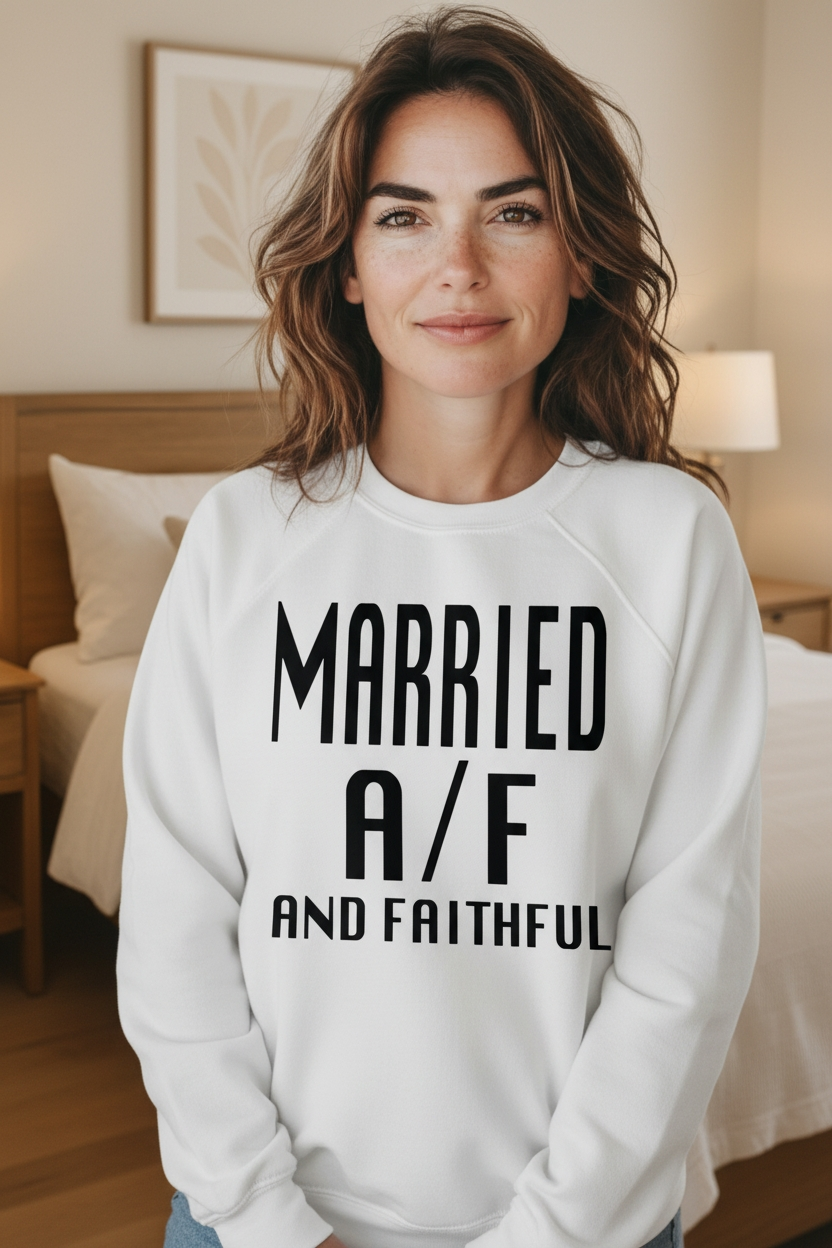 MARRIED White/Black Crewneck Sweatshirt