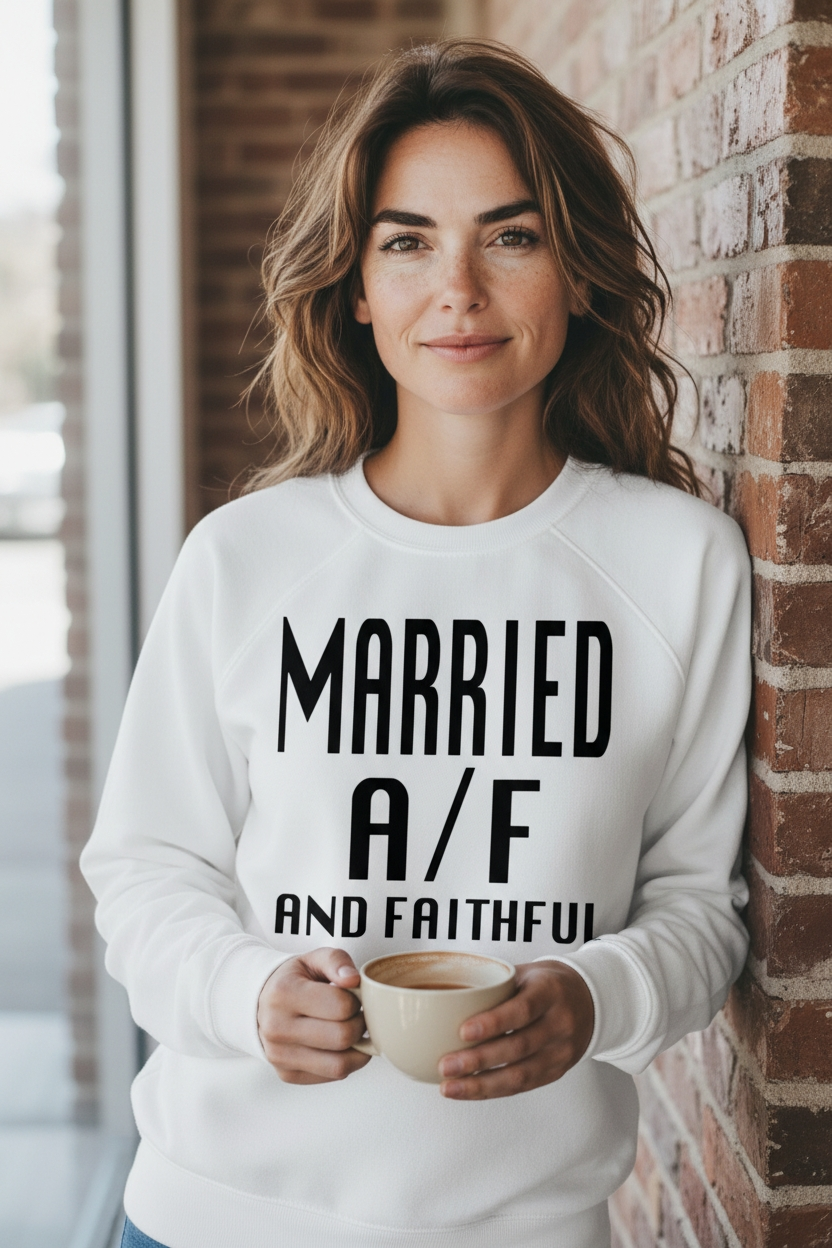MARRIED White/Black Crewneck Sweatshirt