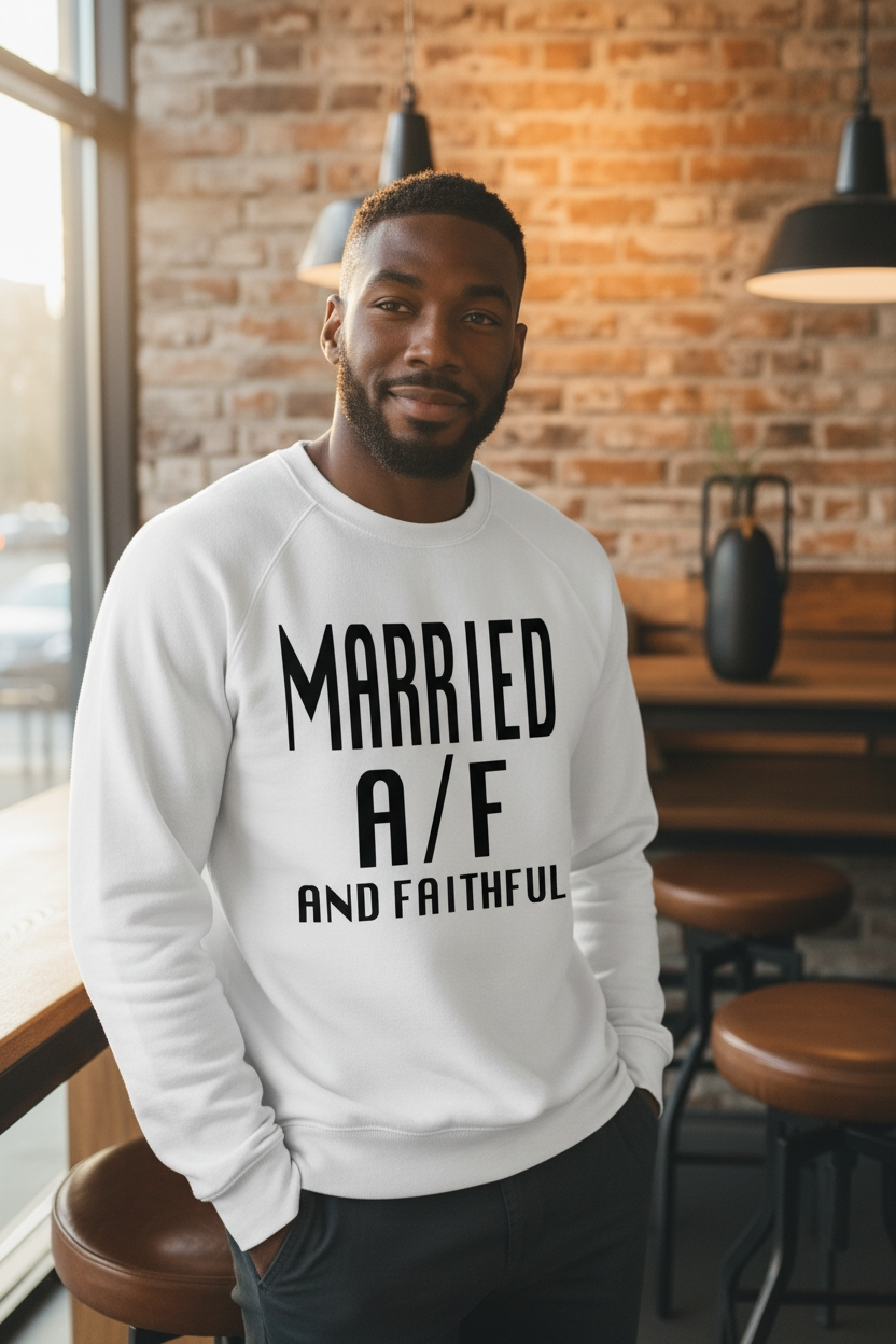 MARRIED White/Black Crewneck Sweatshirt