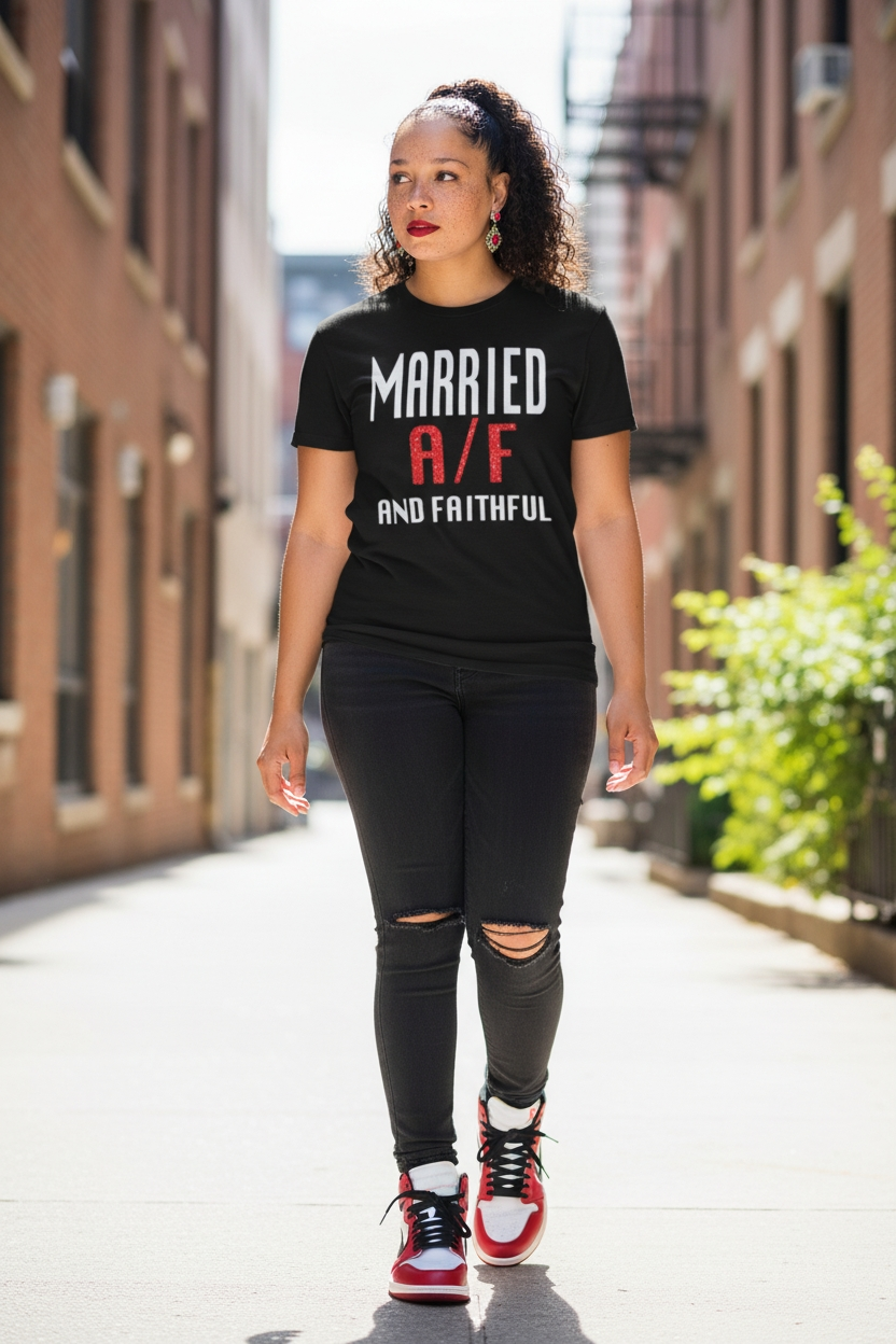 MARRIED Black/White/Red Crewneck Sweatshirt with Pouch