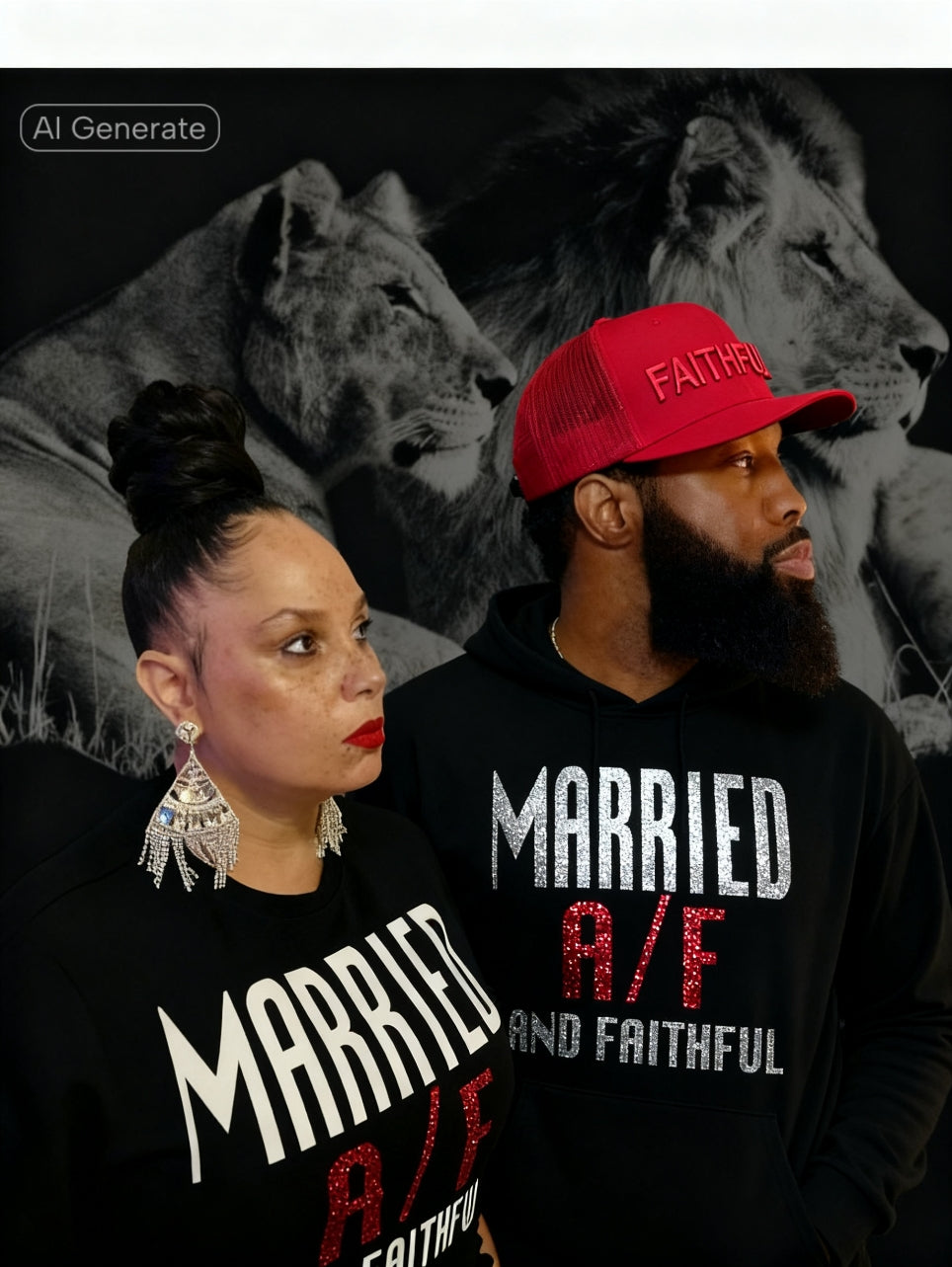 MARRIED Black/White/Red Crewneck Sweatshirt with Pouch