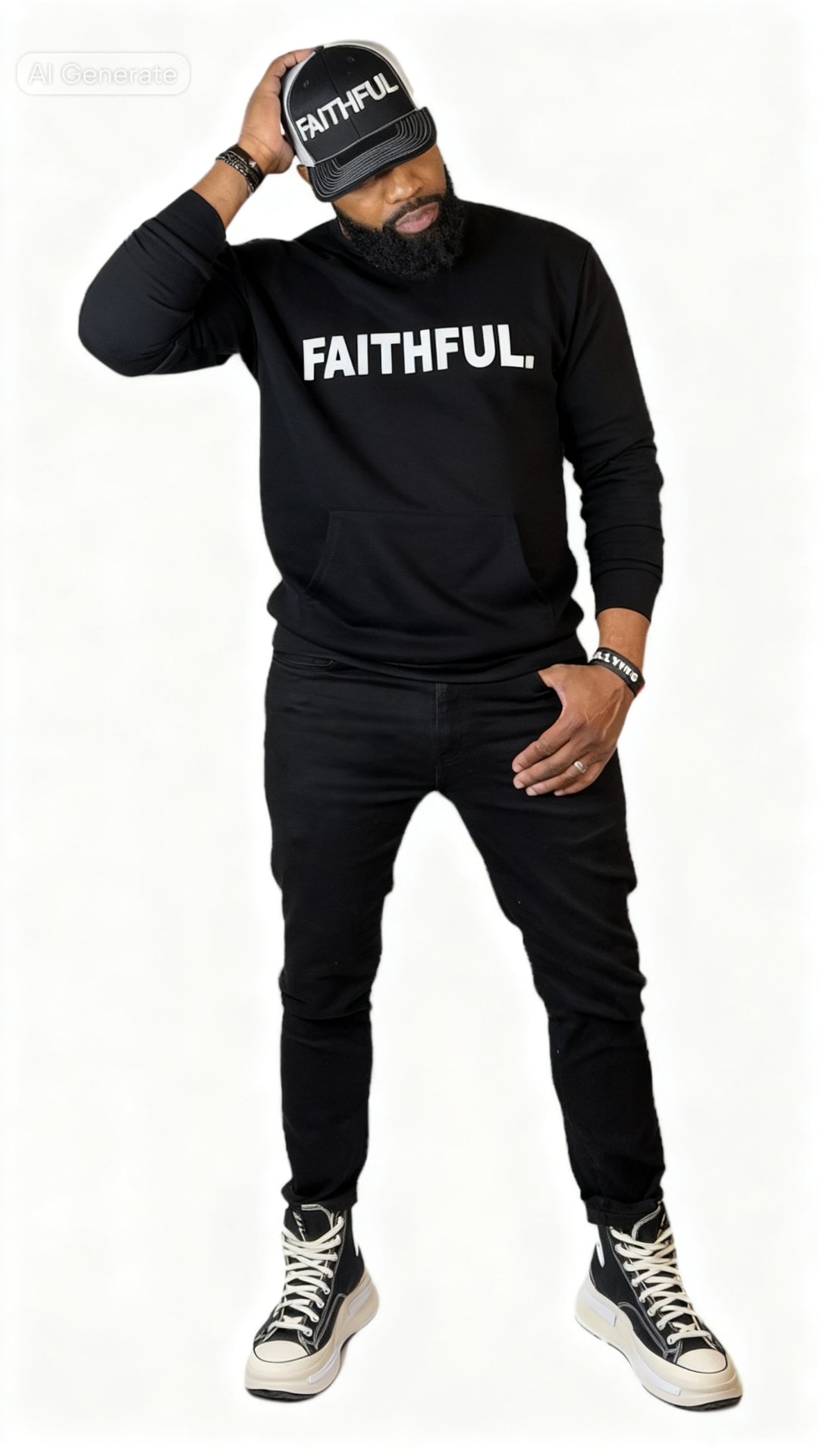 FAITHFUL Black/White Crewneck Sweatshirt
